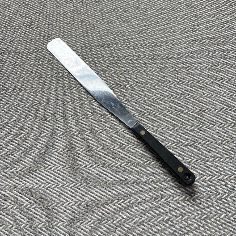 Vintage Stainless Steel Spatula Cake Made IN Japan Black  Handle